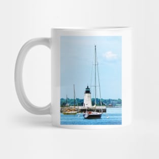 Bristol RI - Boats near Lighthouse Mug